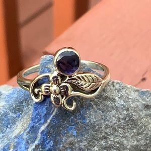 BOUTIQUE SAPPHIRE FLORAL 925 STERLING SILVER RING